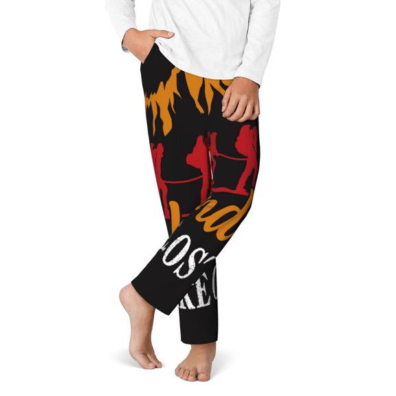Gukieu Not All Who Wander Are Lost Hiking Print Youth Home Trousers, Elastic Waistband with Pockets for Home and Outing, Suitable for Children Aged 5-16-Medium