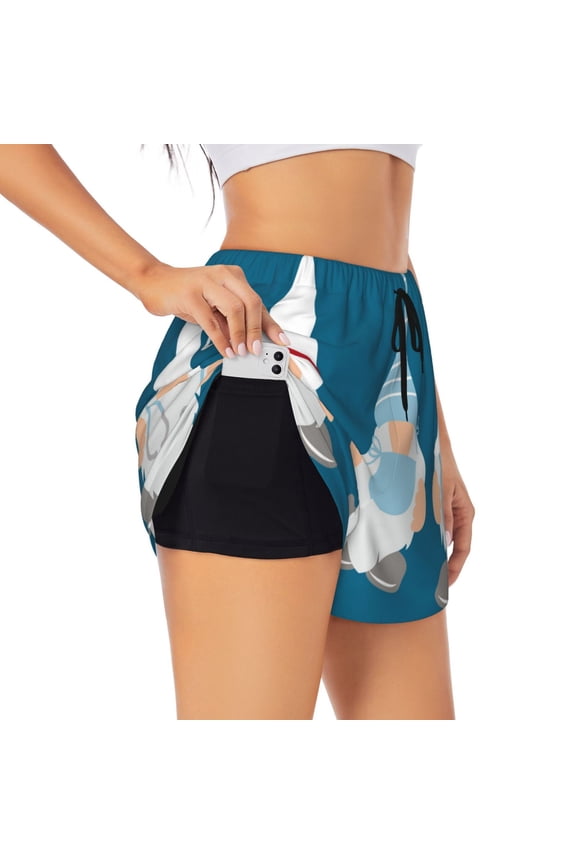 Nurse Doctor Gnomes Print Women's Sports Shorts with Drawstring Elastic Waistband for Running, Yoga, Fitness-Large