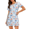 thumbnail image 1 of Gukieu Ocean animals Print Women's Nightgown, A-line Round Neck Short-sleeved Nightgown Pajamas Home Wear Suitable for Home and Outing, 1 of 6