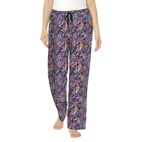 Gukieu Octopus and flower Print Women's Home Trousers, with Pockets and Drawstring Pajamas, Home Pajamas, Sleepwear-Small