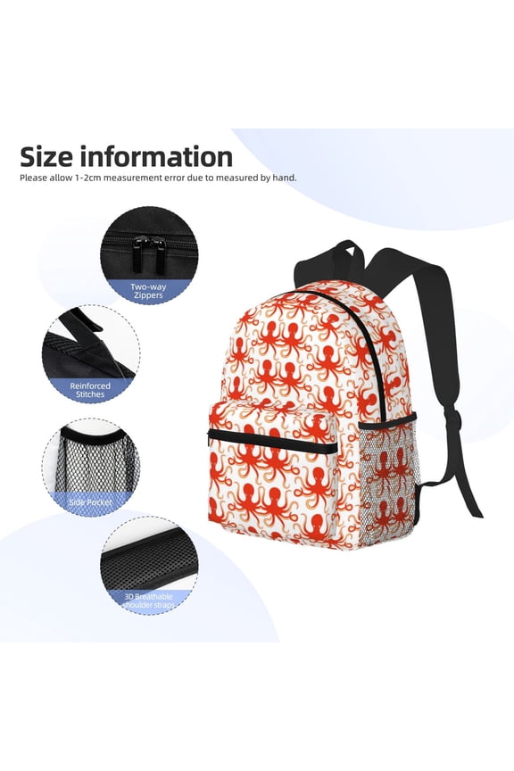 Octopuses1 Print Backpack, Waterproof Backpack with Adjustable Shoulder Straps, Suitable for Campus, Business, Travel, Unisex