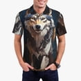 thumbnail image 1 of Gukieu Oil Painting Tribal Wolf Print Men's Quick-drying POLO Shirt, Button-down Summer T-shirt, Suitable for Work and Outdoor Activities-Small, 1 of 6