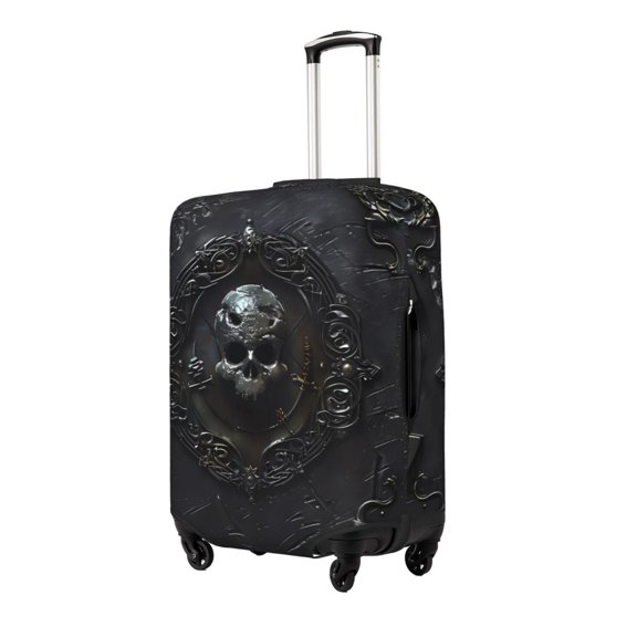 Gukieu Ornate Dark Skull Book Print Suitcase Protective Cover, Elastic Zipper Buckle Suitcase Protective Cover, Suitable for Travel, Business Trip-X-Large