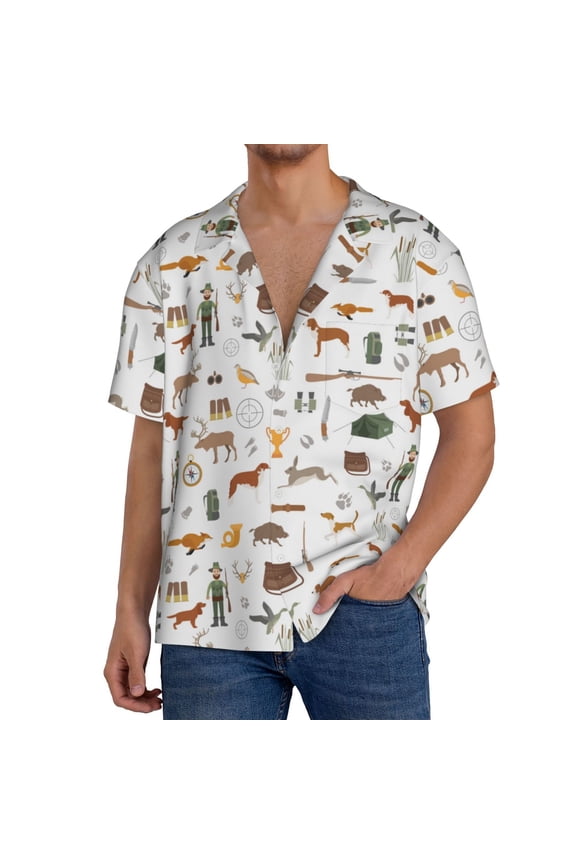 Outdoor Living Print Men's Short-sleeved Shirts, Button-down Pocket Shirts, T-shirts, Beach Vacation Travel Summer Clothing-3X-Large