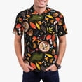 thumbnail image 1 of Gukieu Owl And Leaves Print Men's Quick-drying POLO Shirt, Button-down Summer T-shirt, Suitable for Work and Outdoor Activities-Small, 1 of 6