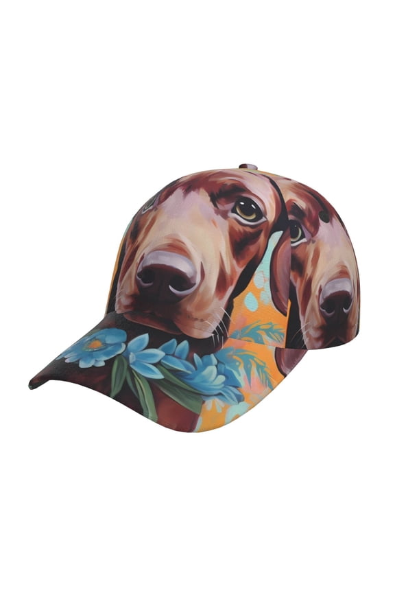 Painted Flower Puppy Prin Baseball Cap, Adjustable Sweat-wicking Daily,Travel, Sports Cap, Unisex
