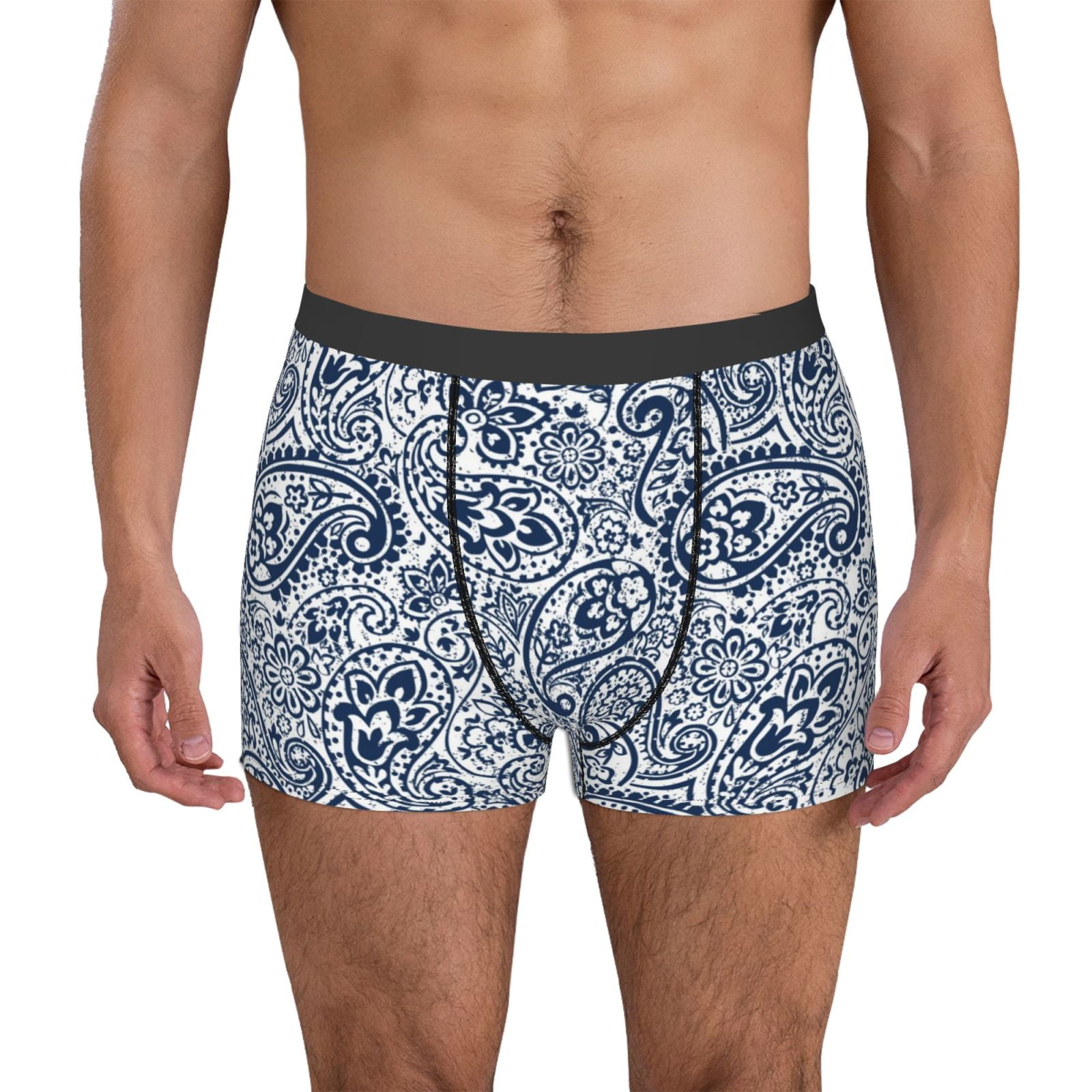 Gukieu Paisley4 Print Men's Boxer Briefs, High Elastic Moisture Wicking