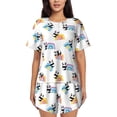 thumbnail image 1 of Gukieu Panda And Rainbow Print Women's Short-sleeved Pajama Set, Round Neck Button Top Elastic Shorts 2-piece Set, Summer Home Leisure Clothing-Medium, 1 of 6