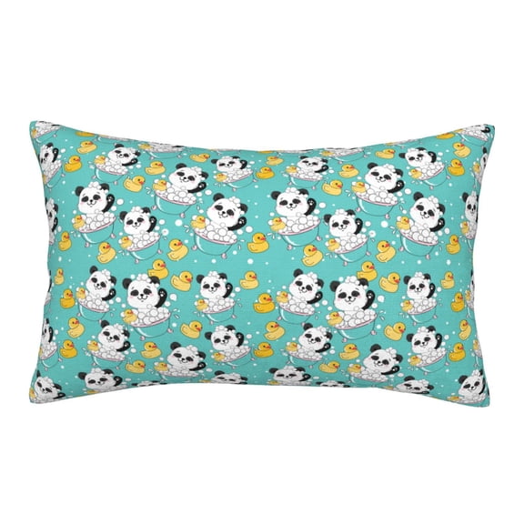 Gukieu Panda Bathing In The Bath Print Plush Pillow Cover, Hidden Zipper Pillow Protector without Pillow Core, Suitable for Bedroom, Office, Car Decoration-16"x24"