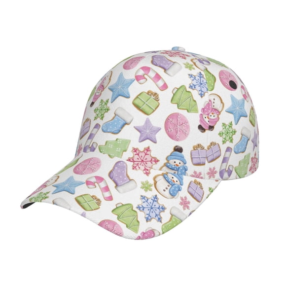 Gukieu Pastel Christmas Cookies Prin Baseball Cap, Adjustable Sweat-wicking Daily,Travel, Sports Cap, Unisex