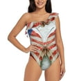 thumbnail image 1 of Gukieu Patriotic Butterfly Floral Print One-shoulder Ruffled One-piece Swimsuit with Removable Chest Pads and Tummy-control Swimsuit for Women-X-Large, 1 of 6