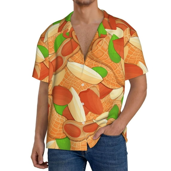 Gukieu Peanuts1 Print Men's Short-sleeved Shirts, Button-down Pocket Shirts, T-shirts, Beach Vacation Travel Summer Clothing-Medium
