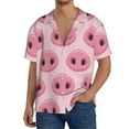 thumbnail image 1 of Gukieu Pig Nose Print Men's Short-sleeved Shirts, Button-down Pocket Shirts, T-shirts, Beach Vacation Travel Summer Clothing-4X-Large, 1 of 5