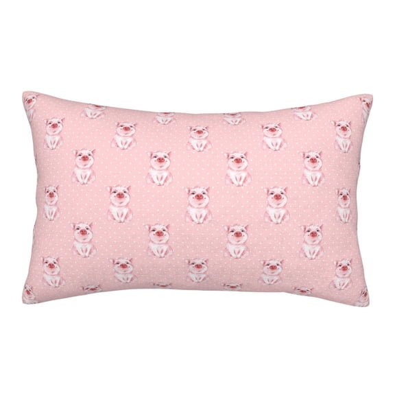 Gukieu Pig Polka Dot Print Plush Pillow Cover, Hidden Zipper Pillow Protector without Pillow Core, Suitable for Bedroom, Office, Car Decoration-16"x24"