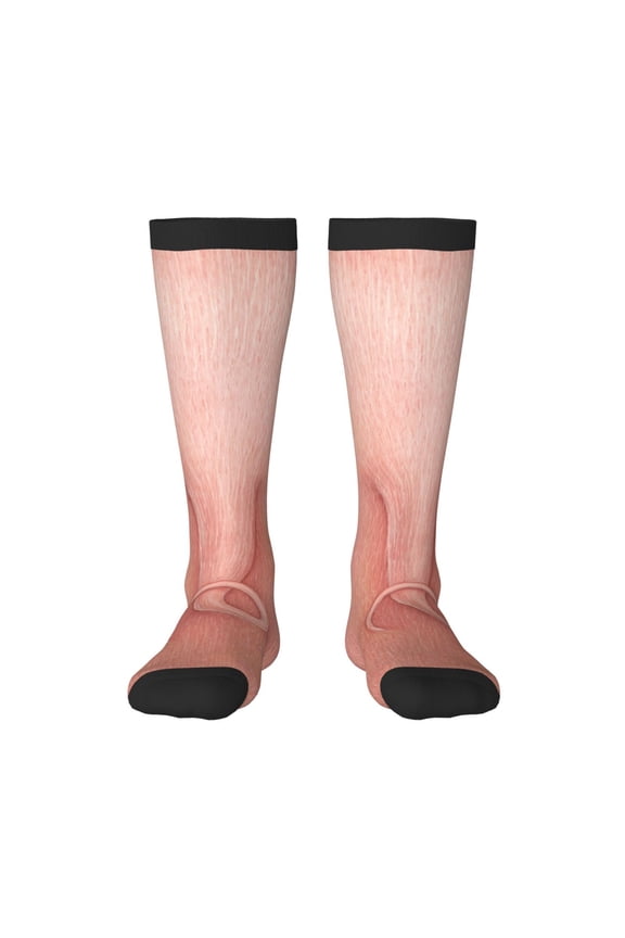 Pig'S Tail Print Contrast Color Stockings, Elastic Sports Socks Warm Socks Clothing Accessories, Adult Unisex