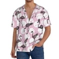 thumbnail image 1 of Gukieu Pineapple Flamingo Print Men's Short-sleeved Shirts, Button-down Pocket Shirts, T-shirts, Beach Vacation Travel Summer Clothing-X-Large, 1 of 5