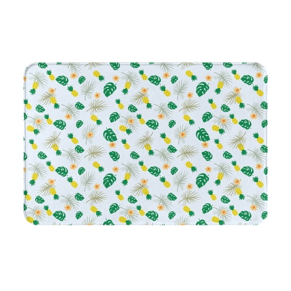 Gukieu Pineapple Print Dust-proof Floor Mats, Water-absorbent and Non-slip Flannel Door Mats 16x24in, Home Decoration Suitable for Kitchen, Bathroom, Garage