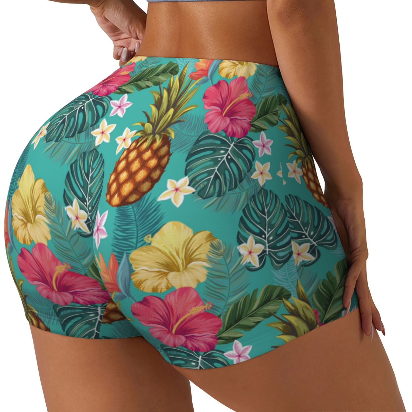 Yellow Hawaiian Pineapple Print Women's Shorts