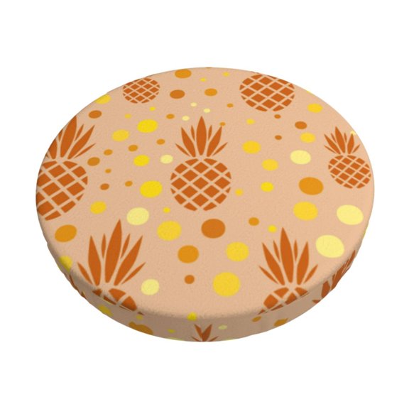 Gukieu Pineapples Print Round Chair Cover, Dust-proof and Non-slip Bar Chair Protective Cover, Suitable for Bars, Restaurants, Offices-14 inch