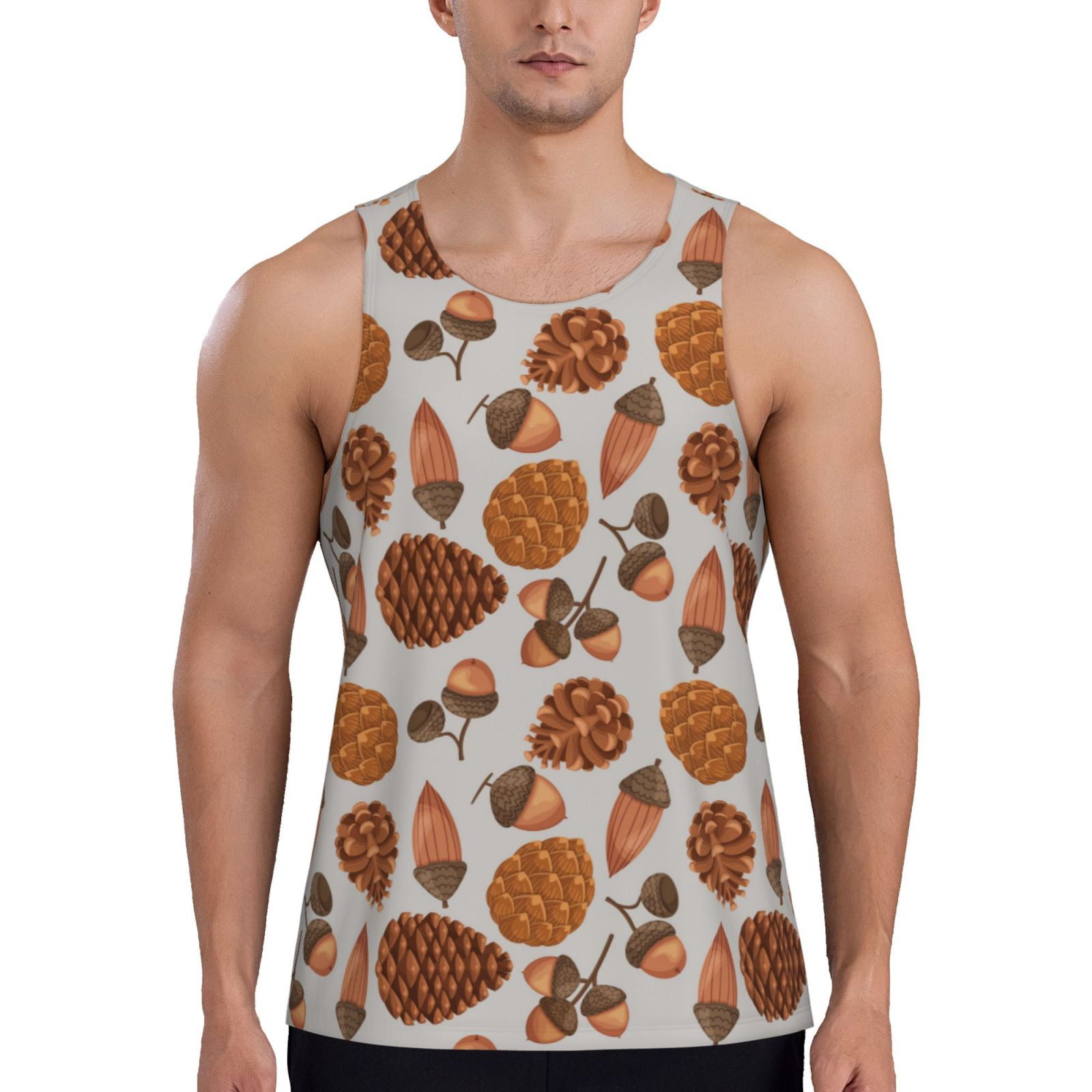 Gukieu Pinecone Autumn Pattern Print Men's Quick Dry Fitness Vest ...