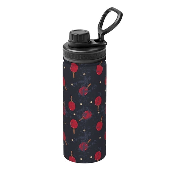 Gukieu Ping Pong Print 18OZ Portable Sports Water Bottle, Stainless Steel Insulated Water Cup for Men and Women, Suitable for Gym, Travel, Camping