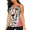 thumbnail image 1 of Gukieu Pink Cheetah Art Print Women's Quick-drying Fitness Vest, Round Neck Sleeveless Fitness T-shirt, Suitable for Yoga, Sports-XX-Large, 1 of 7