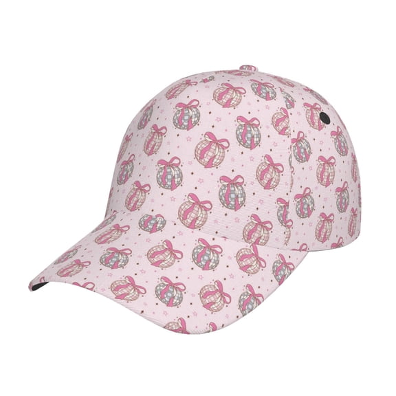 Gukieu Pink Disco Ball Prin Baseball Cap, Adjustable Sweat-wicking Daily,Travel, Sports Cap, Unisex
