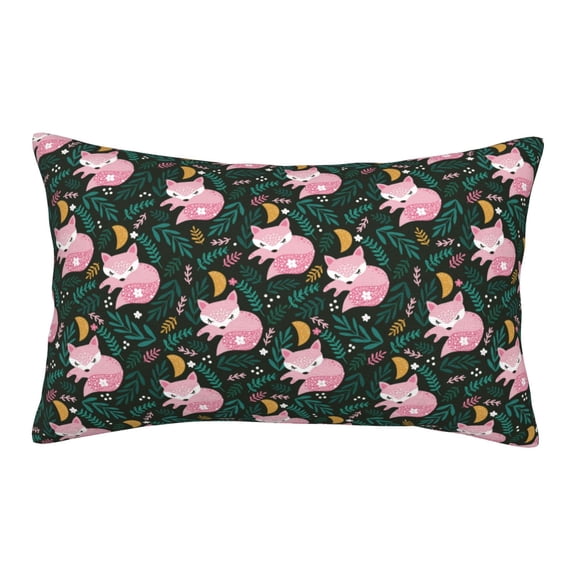 Gukieu Pink Sleeping Fox Print Plush Pillow Cover, Hidden Zipper Pillow Protector without Pillow Core, Suitable for Bedroom, Office, Car Decoration-16"x24"