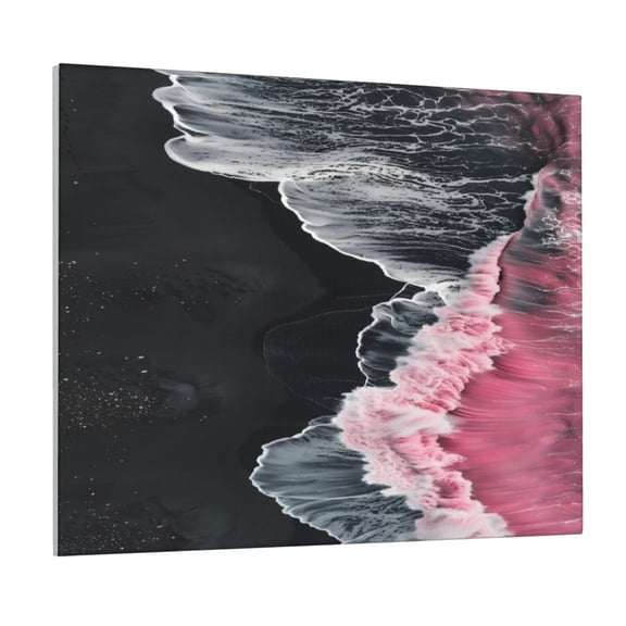 Gukieu Pink White Ocean Waves Print Canvas Decorative Hanging Painting, Waterproof Art Wall Decoration with Frame, Suitable for Living Room, Bedroom