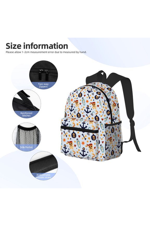 Pirate Skull And Anchor Print Backpack, Waterproof Backpack with Adjustable Shoulder Straps, Suitable for Campus, Business, Travel, Unisex