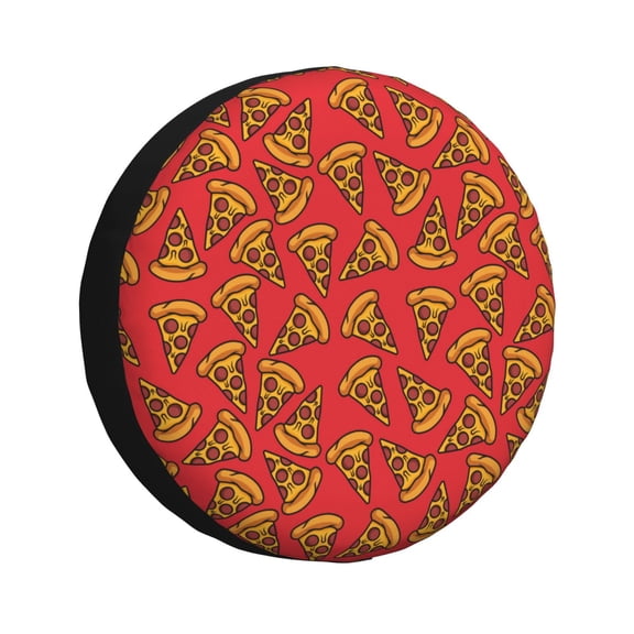 Gukieu Pizza Cartoon Print Car Tire Cover, Adjustable Waterproof and Dustproof Tire Protection Cover, Suitable for SUV, Truck, Van-16 inch