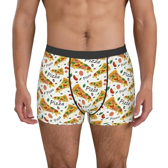 Gukieu Pizza Slices Print Men's Boxer Briefs, High Elastic Moisture Wicking Boxer Briefs Underwear-Medium
