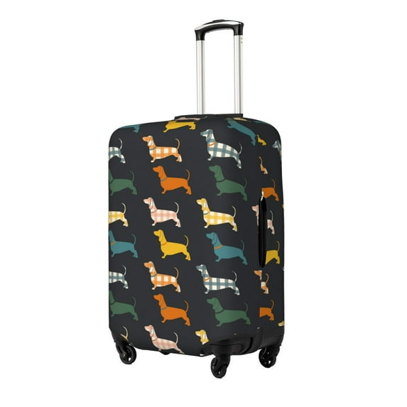 Gukieu Plaid Dachshund Print Suitcase Protective Cover, Elastic Zipper Buckle Suitcase Protective Cover, Suitable for Travel, Business Trip-X-Large