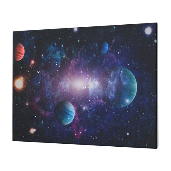 Gukieu Planets Stars And Galaxies1 Print Horizontal Canvas Decorative Painting 12x16 Inch Shrinkage Resistant Frame Hanging Home Wall Art Decor
