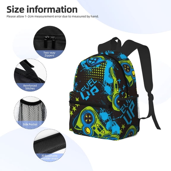 Gukieu Play Game Print Backpack, Waterproof Backpack with Adjustable Shoulder Straps, Suitable for Campus, Business, Travel, Unisex
