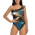 thumbnail image 1 of Gukieu Playful Dolphins Underwater Print One-shoulder Ruffled One-piece Swimsuit with Removable Chest Pads and Tummy-control Swimsuit for Women-XX-Large, 1 of 6