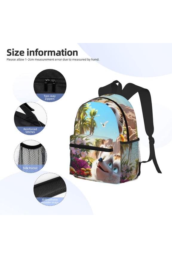 Playful Hedgehog Forest Pond Print Backpack, Waterproof Backpack with Adjustable Shoulder Straps, Suitable for Campus, Business, Travel, Unisex