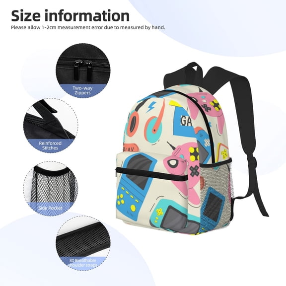 Gukieu Playing Video Games Print Backpack, Waterproof Backpack with Adjustable Shoulder Straps, Suitable for Campus, Business, Travel, Unisex