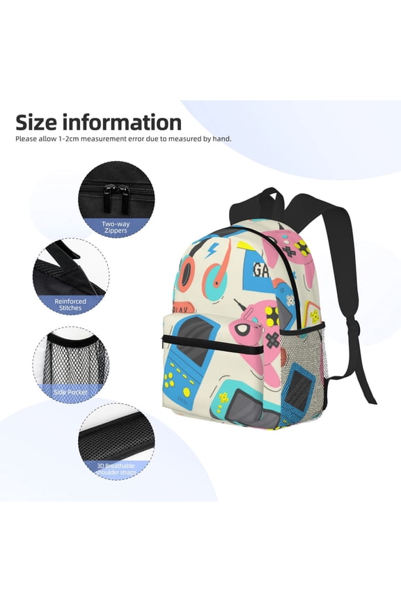 Playing Video Games Print Backpack, Waterproof Backpack with Adjustable Shoulder Straps, Suitable for Campus, Business, Travel, Unisex
