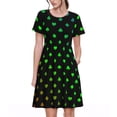 thumbnail image 1 of Gukieu Poker Shapes Print Women's Short Sleeve Dress, Elastic Waistband A-line with Pockets Summer Dress, Suitable for Daily Leisure, Work, Vacation, 1 of 6