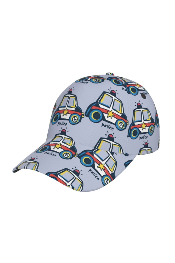 Police Car Prin Baseball Cap, Adjustable Sweat-wicking Daily,Travel, Sports Cap, Unisex