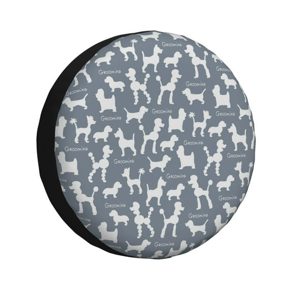 Gukieu Poodle Dog Print Car Tire Cover, Adjustable Waterproof and Dustproof Tire Protection Cover, Suitable for SUV, Truck, Van-15 inch