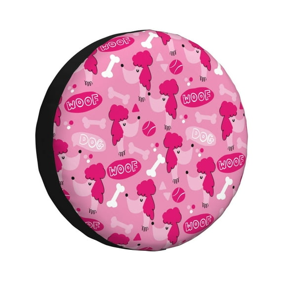 Gukieu Poodle Dog Print Car Tire Cover, Adjustable Waterproof and Dustproof Tire Protection Cover, Suitable for SUV, Truck, Van-16 inch