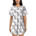 thumbnail image 1 of Gukieu Poodle Dog Print Women's Short-sleeved Pajama Set, Round Neck Button Top Elastic Shorts 2-piece Set, Summer Home Leisure Clothing-3X-Large, 1 of 6