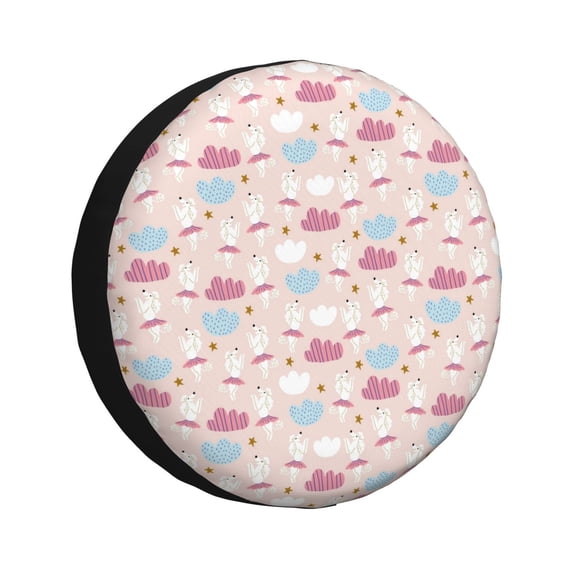 Gukieu Poodle In Ballet Skirts Dancing Print Car Tire Cover, Adjustable Waterproof and Dustproof Tire Protection Cover, Suitable for SUV, Truck, Van-16 inch