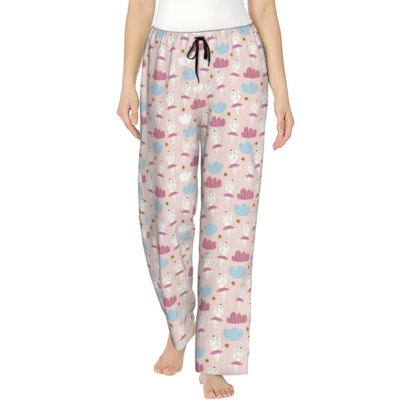 Gukieu Poodle In Ballet Skirts Dancing Print Women's Home Trousers, with Pockets and Drawstring Pajamas, Home Pajamas, Sleepwear-XX-Large