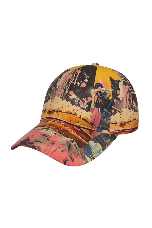 Psychedelic Band Hotdog Art Prin Baseball Cap, Adjustable Sweat-wicking Daily,Travel, Sports Cap, Unisex
