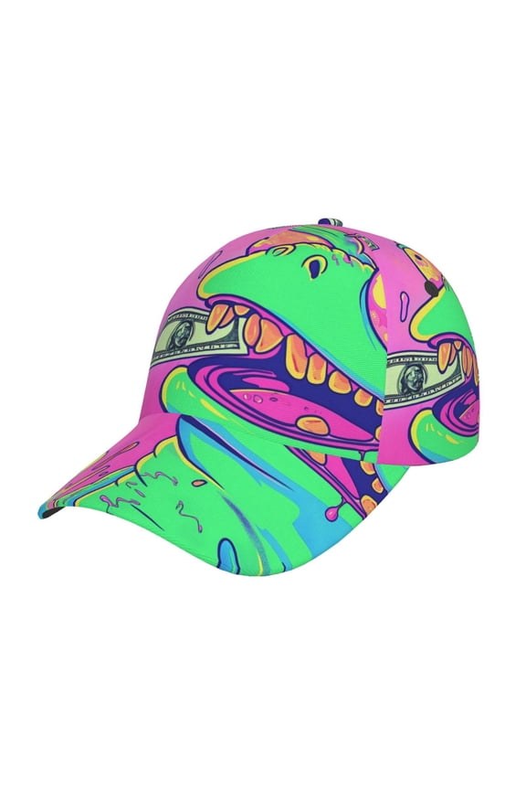 Psychedelic Cartoon Frog Prin Baseball Cap, Adjustable Sweat-wicking Daily,Travel, Sports Cap, Unisex