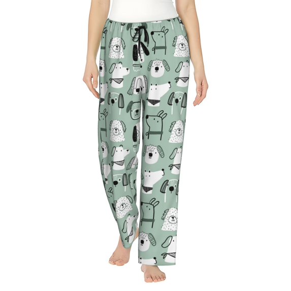 Gukieu Puppy Print Women's Home Trousers, with Pockets and Drawstring Pajamas, Home Pajamas, Sleepwear-Large