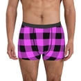 thumbnail image 1 of Gukieu Purple Black Buffalo Plaid Print Men's Boxer Briefs, High Elastic Moisture Wicking Boxer Briefs Underwear-Large, 1 of 5